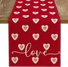 Valentines Day Table Runner 72x13 Inches Love Heart Red Table Decor Farmhouse