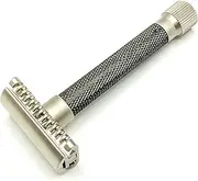 PARKER Safety Razor Men , The Variant Open Comb-Adjustable Double Edge Safety Razor, Customize Your Shave With A Turn Of The Dial From Mild To Aggressive-5 Blades Included (Graphite Gray)
