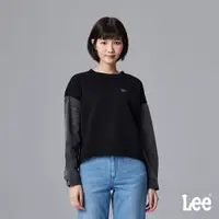 在飛比找樂天市場購物網優惠-Lee 女款 寬鬆版 袖口鈕扣 下擺不修邊 牛仔拼接 厚長袖