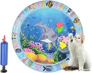 Pet Water Bed, Thickened Anti-Scratch Design Water Pet Pads, Cooling Mat for Dogs and Cat, Cat Water Mat with Fish for Pets Playing Sleeping (25.6IN-A)