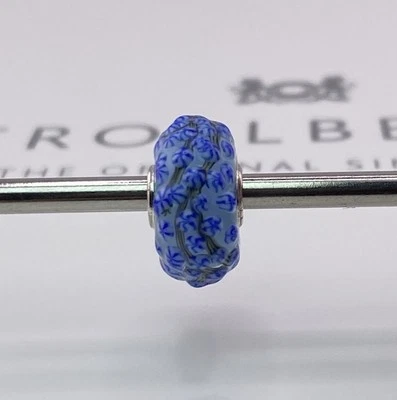 Trollbeads Blue Mimosa Glass Bead Retired Rare New