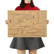 Fighter Jets Diagram Kraft Paper Poster Wall Art (50x35cm)