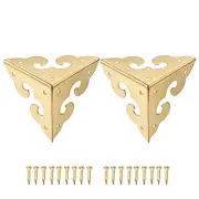 30x30x30mm Metal Box Corner Protectors Edge Guard, Brass Tone 2pcs