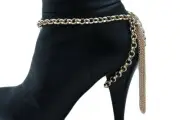 New Women Gold Chain Boot Bracelet Elegant Look Shoe Anklet Tassel Fringes Charm