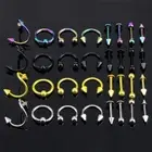 16PCS/Set Stainless Steel Spiral Belly Tongue Bar Ring Eyebrow Piercing B`