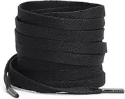 [WALWAL] 45" Flat Athletic Shoe Laces for Sneakers, Skate Shoes, Boots, Sport and Casual Wear 4 Pair Pack High Durability Stylish(Blcak)