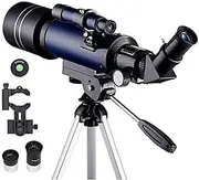 Ultra HD Telescope, 70 mm Refractor Telescope Moon Observation Adults Astronomy Beginners 16 x 66 x Lens with Finder, Astronomical Telescope Double Telescope Comfort