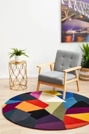 Rug Culture Small Multi Handmade High Quality Wool Geometric Round Rug