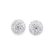 9ct Gold, Crystal Ball Stud Earrings in White