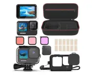 Accessories Kit for GoPro Hero 12 / Hero 10 / Hero 11 / 9, Carry Bag + Waterproof Housing Case + Screen Protector + Silicone Cover + Snorkel Filter Bundle