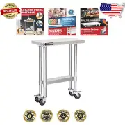Compact Mobile Stainless Steel Food Prep Table - 30x12 Inches with Safety Brake