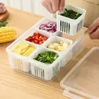 Food Onion Clear Storage Box Fridge Organizer 6 Grids Drain Basket