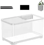 Small Retro Desktop Fish Tank | Starter Kit, Aquarium Decorative Goldfish Tank (White)