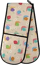 Snail Daisy Flowers Double Oven Mitt Heat Resistant Non-Slip Kitchen Gloves Extra Long 7" x 35" for Cooking Baking Barbecue Grilling