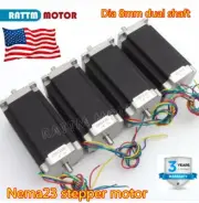 『US』4Pcs Nema23 Stepper Motor 425oz.in 3A 112mm Dual Shaft f/ CNC Router Machine