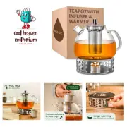 Glass Teapot with Infuser and Warmer 50 oz - Teapot for Blooming and Loose Le...