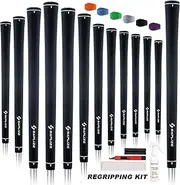 SAPLIZE CC01 Rubber Golf Grips, Options of Basic kit(13 Grips) or Deluxe Kit(13 Grips with Solvent kit) 4 Colors Available, Standard/Midsize Anti-Slip Rubber Golf Club Grips