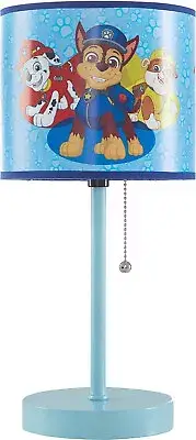 NEW Paw Patrol Table Lamp w/ Pull Chain blue Chase Rubble & Marshall 15.5" metal