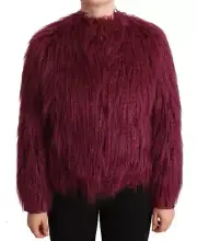 PATRIZIA PEPE Women Bordeaux Pullover Jacket Modacrylic Long Sleeve Blazer IT 44
