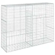 Gabion Basket with Cover 200x50x150cm Iron Wire Wall Cage Fence Fencing