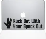 The Decal Guru Rock Out with Spock Decal Vinyl Sticker, 13" MacBook Pro, Black