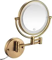 Wall Mounted Lighted Makeup Mirror,Concealed Installation Double Sided 1X/3X/5X/7X/10X Magnifying Mirror with Light,Extended Arm 360 Rotation Antique,5X
