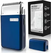 [Sejoy] Portable Electric Razor for Men with Toothed & Mesh Blades, Magnetic Adsorption Head, Dynamic Ribbon LED, IPX7, Mini Electric Foil Shaver for Men, Polly