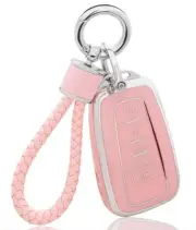 Toyota Key Fob Cover with Keychain, Pink Soft TPU Key Case Protection Shell Fit