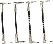 JEWEDECO 4Pcs Instrument Patch Cable Durable Guitar Effects Cord Right Angle Design for Bass Folk Guitar Flexible Construction for Sound