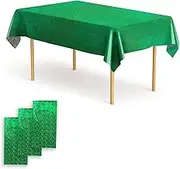OQOQ Holographic Tablecloth (3 Packs, Green) - 137x274cm Shimmer Shining Table Cloth Plastic Disposable Table Cover for Jungle Safari St. Patrick's Baby Shower Birthday Christmas Party Decorations