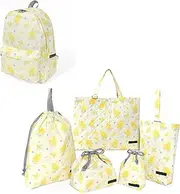 [COLORFUL CANDY STYLE] NU302700 Kindergarten Entrance School Entrance 6-Piece Set, Lesson Bag, Shoe Case, Drawstring Bag, Gymnastics Clothing Bag, Lunch Bag, Cup Bag, Small Items, Rucksack, Mimosa