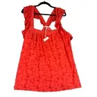 LC Lauren Conrad Tank Top Women's 2X Orange Ruffle Sleeve Crossback Lined NWT