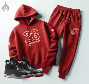 Men's Sweatsuit Red Hoodie Jogger To Match Jordan 4 Retro Bred Tracksuit Set 2pc