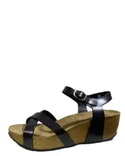 Eric Michael women's veda strap wedge sandals Black