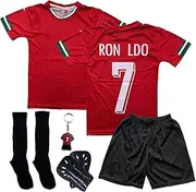 [IHIMI] Children's Jersey Set - Inspired by Home Style 2025 - Similar to Portugal #7 - Football Jersey for Boys & Girls - Sports Set for Training & Leisure - Size 128-176, red, 152