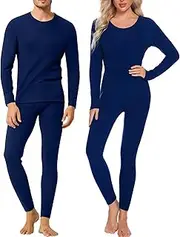 [SWOMOG] Couple Thermal Underwear Sets Women & Men Ultra Soft Long Johns Base Layer Fleece Lined Warm Top & Bottom