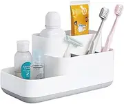Toothbrush Holder,Bathroom Organizer Countertop,Bathroom Tray Caddy,Multi-Functional 5 Compartments Storage Organizer for Kitchen Counter/Vanity Organizer/Office Desk (Gray)