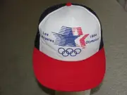 Vtg 1984 Los Angeles LA Olympics Snap back Blue Mesh Foam Trucker Hat Cap