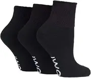 IOMI Footnurse | 3-Pack Extra Wide Non-Elastic Low-Cut Diabetic Ankle Socks | Gentle Grip Top, Soft & Breathable | Black | Unisex