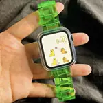 冰川透明錶帶 IWATCH透明三珠運動替換錶帶 APPLE WATCH冰塊鏈式錶帶 時尚男女防水 透氣錶帶42/44MM