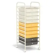 Bunpeony Kitchen Cart Organizer 10-Tier Metal Detachable Plastic Drawers Storage