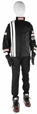 KIDS FIRE SUIT RACE SUIT 2 PIECE JACKET & PANTS SFI 3-2A/1 BLACK SIZE KIDS 12-14