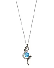 Le Vian 14K White Gold 1.44 ct. tw. Diamond & Blue Topaz Pendant Necklace