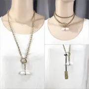 SAMANTHA WILLS Lariat Necklace White Howlite Gold NWT Pouch