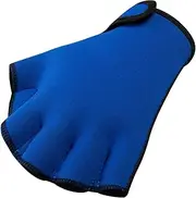 (Medium, blue) - FitsT4 Aqua Gloves Webbed Paddle Swim Gloves Fitness Water Aerobics and Water Resistance Training for Men Women Children