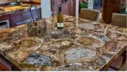 48" Handmade Square Shape Petrified Stone Coffee Table Luxury Hallway Center Top