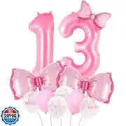 Yoehlon Coquette Birthday Decorations, Pink Bow Balloons Set with 40-Inch Num