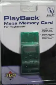 PlayBack Mega Memory Card For PS1, 360 Blocks, By Interact, NEW/ SEALED (TUB 1)