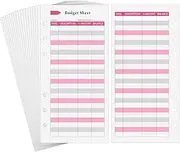 Ndsox 60PCS A6 Budget Sheets for Budget Planner Binder, 6-Holes Expense Budget Tracker Sheets, Spending Tracker Sheets, A6 Budget Binder Inserts Cash Ledger Book Wallet Bill Organizer, Pink