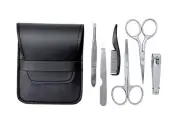 Man Beard Mustache Scissors Comb Nose Hair Nail Clipper Travel Grooming Kit 6PCS